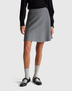 Benetton Benetton, Minijupe En Tricot, Taille, Gris Foncé, Femme - Noir