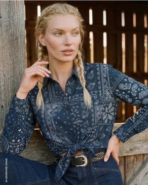 Benetton Benetton, Bandana Print Shirt With Knot - Blue