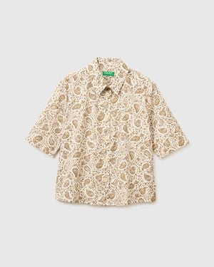Benetton Benetton, Short Sleeve Patterned Shirt - Black