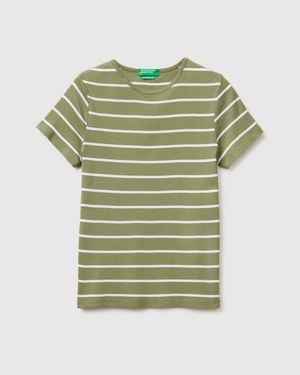 Benetton Benetton, Crew Neck Striped T-Shirt - Green