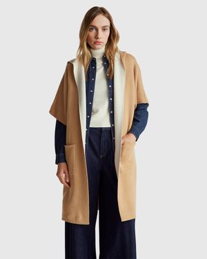 Benetton Benetton, Abrigo Abierto Reversible, Talla, Mujer - Neutro