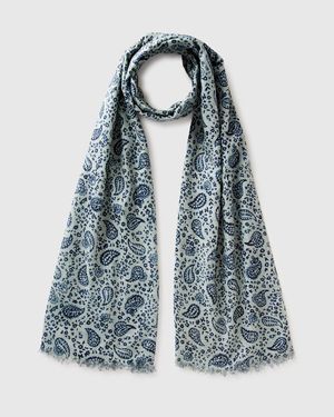 Benetton Benetton, Patterned Viscose Scarf - Blue