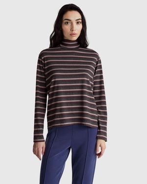 Benetton Benetton, Striped Turtleneck T-Shirt - Black