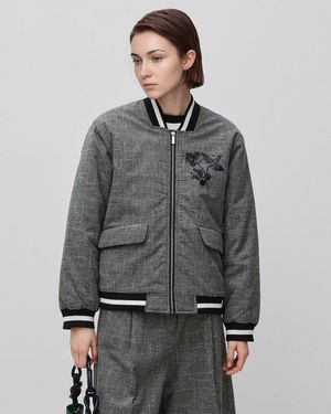 Benetton Benetton, Bomberjacke "Prince Of Wales" Größe, Grau, Damen - Schwarz