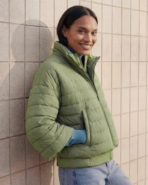 Benetton Benetton, Leichte Daunenjacke Mit 3/4-Ärmeln, Größe, Damen - Grün
