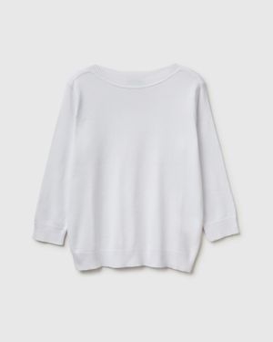 Benetton Benetton, Suéter Blanco De Cuello Barco, Talla, Blanco, Mujer