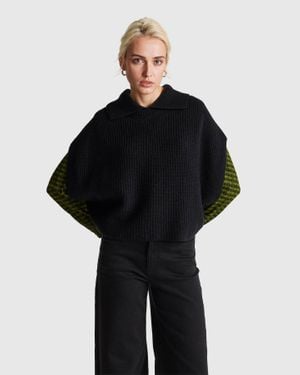 Benetton Benetton, Mantella Con Collo Alto, Taglia, Nero, Donna