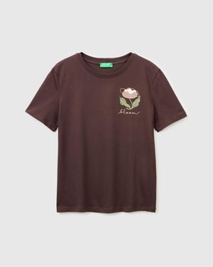 Benetton Benetton, T-Shirt With Flower Print - Black