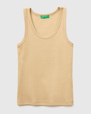 Benetton Benetton, Wide-Neck Ribbed Tank Top - Black