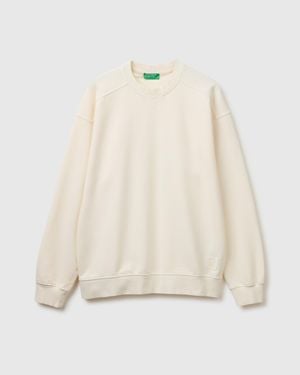 Benetton Benetton, Closed Sweatshirt With A Worn Look - White