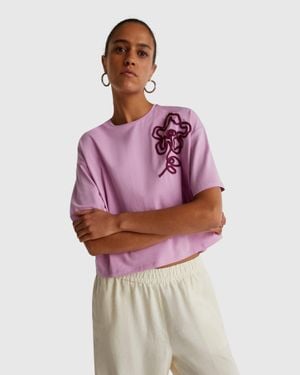 Benetton Benetton, Boxy Fit T-Shirt With Applique - Red