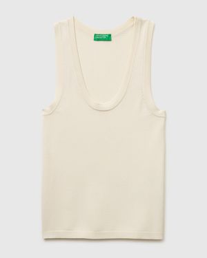 Benetton Benetton, Gestricktes Tanktop, Größe, Cremeweiss, Damen - Schwarz
