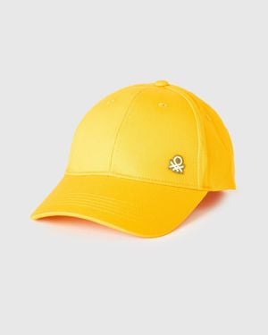 Benetton Benetton, Cappellino Baseball Con Logo, Taglia, Senape, Uomo - Giallo