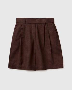 Benetton Benetton, Bermudas De Lino Puro, Talla, Marrón, Mujer