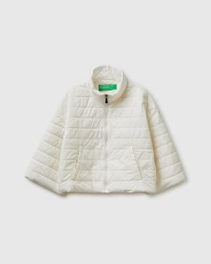 Benetton Benetton, Leichte Daunenjacke Mit 3/4-Ärmeln, Größe, Cremeweiss, Damen - Schwarz
