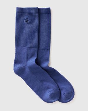 Benetton Benetton, Calcetines De Rizo Hasta Media Pantorrilla, Talla, Azul, Mujer