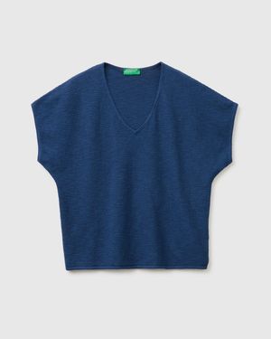 Benetton Benetton, V-Neck Jumper - Blue