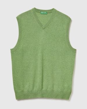 Benetton Benetton, Hellgrüne Melange-Weste Aus Reiner Merinowolle, Größe, Hellgrün, Herren