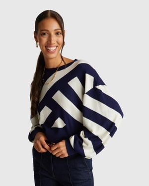 Benetton Benetton, Regimental Striped Cropped Jumper - Black