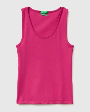 Benetton Benetton, Slim Fit Ribbed Tank Top - Pink