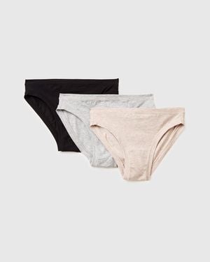 Benetton Benetton, Drei Tief Ausgeschnittene Slips Aus Superelastischer Baumwolle, Größe, Bunt, Damen - Schwarz