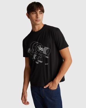 Benetton Benetton, Camiseta De Algodón Con Logotipo, Talla, Gris Oscuro, Hombre - Negro