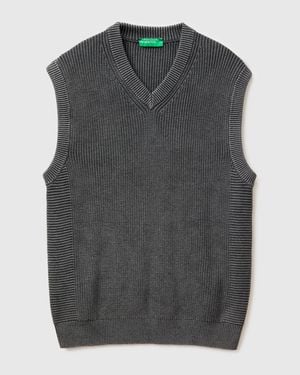 Benetton Benetton, Stone Washed Regular Fit Vest - Black