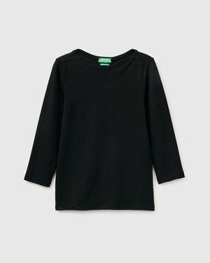 Benetton Benetton, Slim Fit T-Shirt With Boat Neck - Black