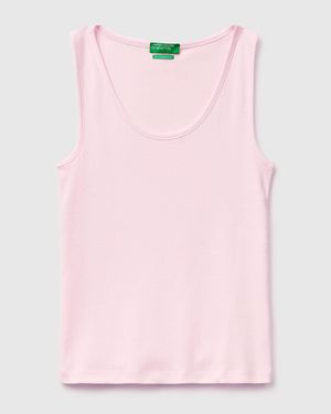 Benetton Benetton, Slim Fit Ribbed Tank Top - Pink