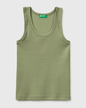 Benetton Benetton, Wide-Neck Ribbed Tank Top - Green