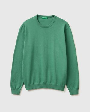Benetton Benetton, 100% Cotton Crew Neck Top - Green