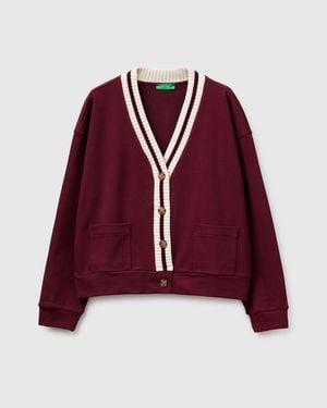 Benetton Benetton, Strickjacke Mit Knöpfen, Größe, Bordeaux, Damen - Rot