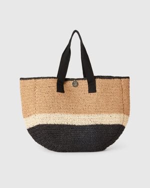 Benetton Benetton, Straw Look Shopping Bag - Black
