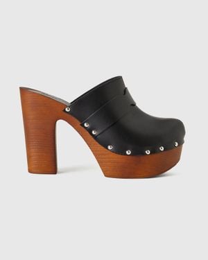 Benetton Black Clogs With Heel And Studs