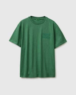 Benetton Benetton, Melange T-Shirt With Logo - Green