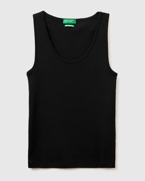 Benetton Benetton, Slim Fit Ribbed Tank Top - Black