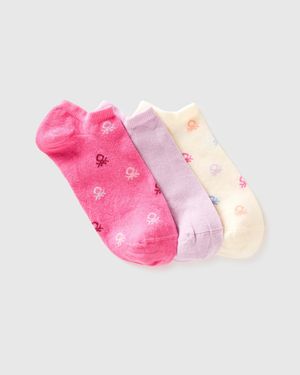 Benetton Benetton, Tres Pares De Calcetines Cortos, Talla, Mujer - Negro