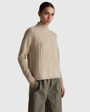 Benetton Benetton, Pure Cashmere Turtleneck Jumper - Black