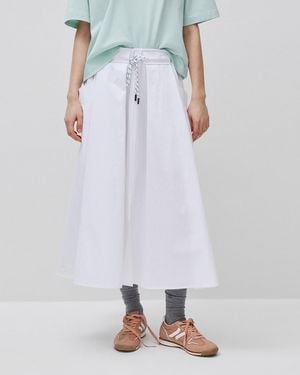 Benetton Benetton, Falda Midi Con Cordón, Talla, Blanco, Mujer - Negro