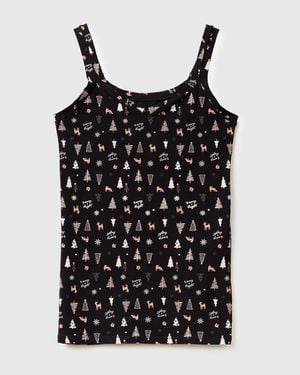 Benetton Benetton, Tanktop Mit Weihnachtsmotiv, Größe, Schwarz, Damen