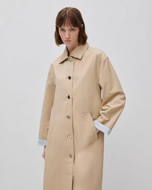Benetton Benetton, Gabardina Larga Con Forro De Rayas, Talla, Mujer - Neutro
