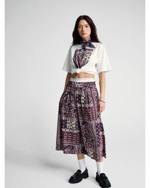 Benetton Benetton, Longuette Con Stampa Bandana, Taglia, Multicolore, Donna - Nero