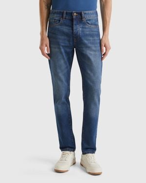 Benetton Benetton, Jean Slim Cinq Poches, Bleu, Homme