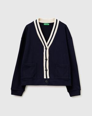 Benetton Benetton, Sweatshirt Cardigan With Buttons - Black