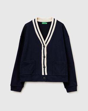 Benetton Benetton, Strickjacke Mit Knöpfen, Größe, Dunkelblau, Damen - Schwarz