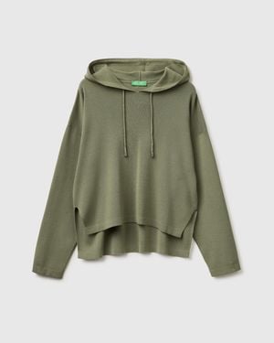 Benetton Benetton, Oversized Fit Jumper With Hood - Green