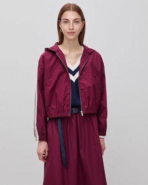 Benetton Benetton, Chaqueta De Lona Con Capucha, Talla, Burdeos, Mujer - Rojo