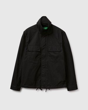 Benetton Benetton, Kurze Jacke Mit Taschen, Größe, Schwarz, Herren