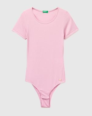 Benetton Benetton, Ribbed Viscose Bodysuit - Pink