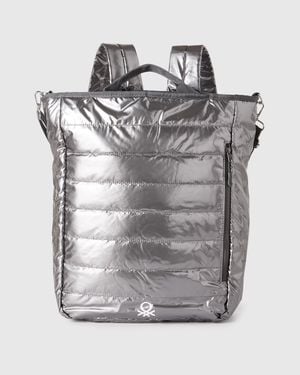 Benetton Benetton, Sac À Dos Rembourré Avec Bandoulière, Taille, Gris Foncé, Femme